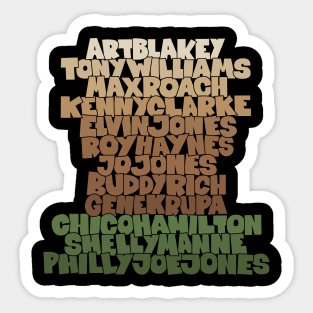 Jazz Legends in Type: The Drummers Sticker